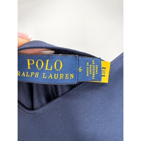 Polo Ralph Lauren Satin Midi Slip Dress in Newport Navy Sz 6 - Picture 6 of 13